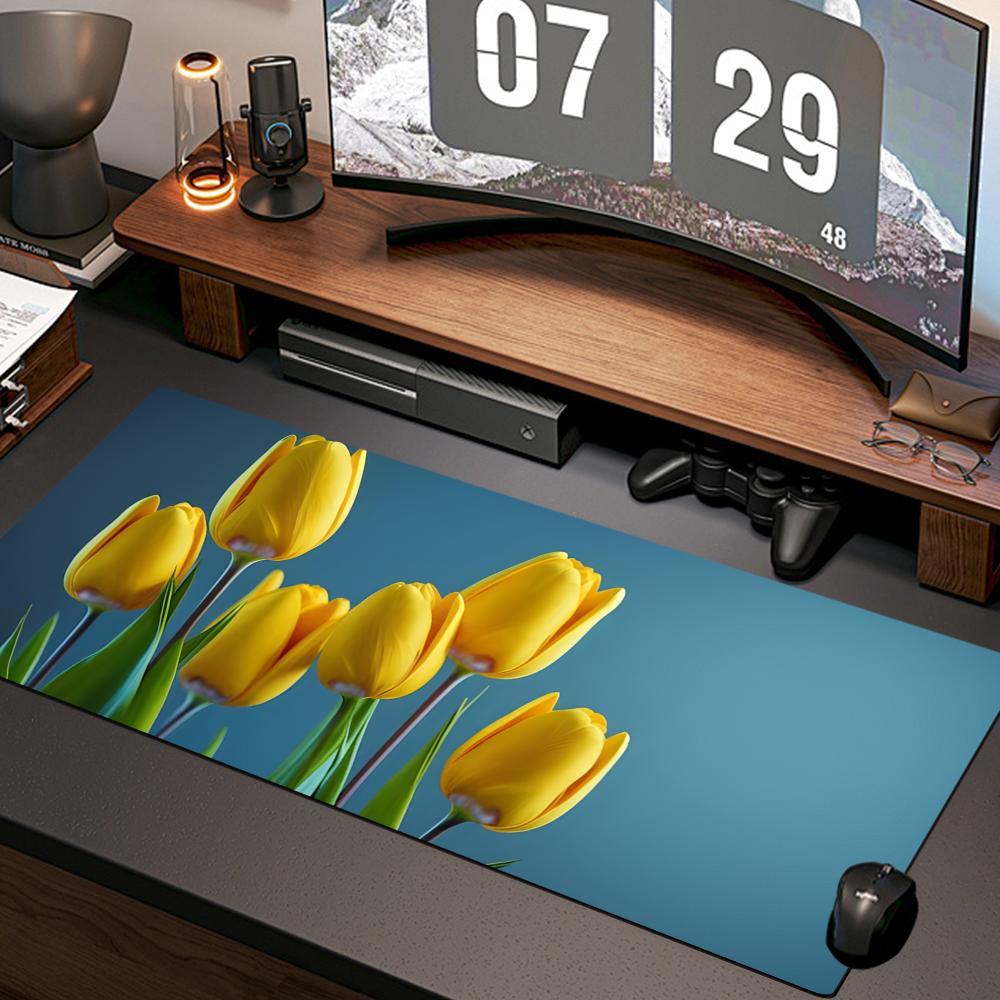 Gaming Accessories Wallpaper - チューリップ壁紙マウスパッド新しいコンピュータホームマウスパッド XXL デスクマット天然ゴムオフィスアンチスリップゲームアクセサリーパッド