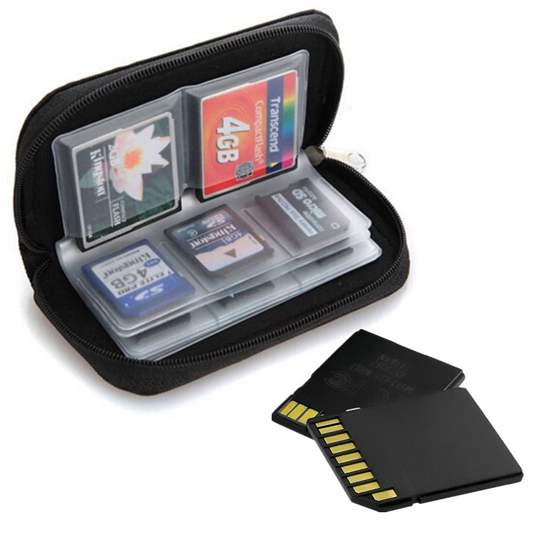 Gaming Accessories Box - メモリーカード収納バッグ - SD、SDHC、マイクロSD、ミニSD、4X CF対応 - 22スロット付き、ゲームアクセサリー用メモリーカードボックス、ブラック