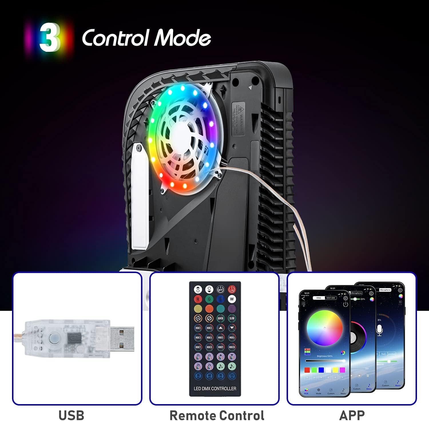 Gaming Accessories Led - RGB LEDライトストリップ PS5 Pro/Slim/Fat純正コンソール用 8色 400+エフェクト
