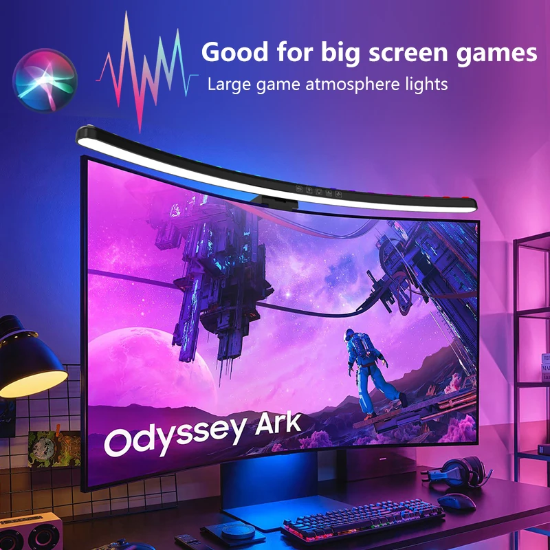 Gaming Accessories Led - コンピューターモニターライトバーRGB音楽リズムスクリーンハンギングライト調光デスクランプ読書ゲームテーブル照明
