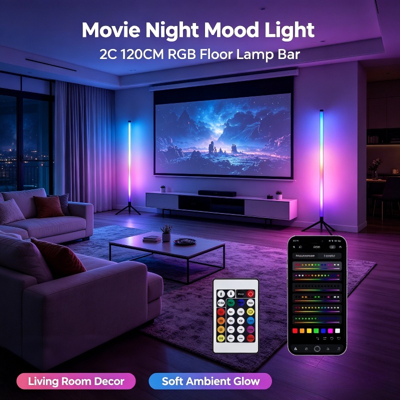 2パックRGB LEDコーナーフロアランプ、120CMサウン - Gaming Accessories Led のレビューと価格