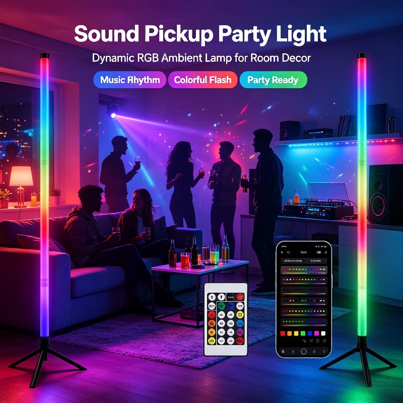 2パックRGB LEDコーナーフロアランプ、120CMサウン - Gaming Accessories Led のレビューと価格