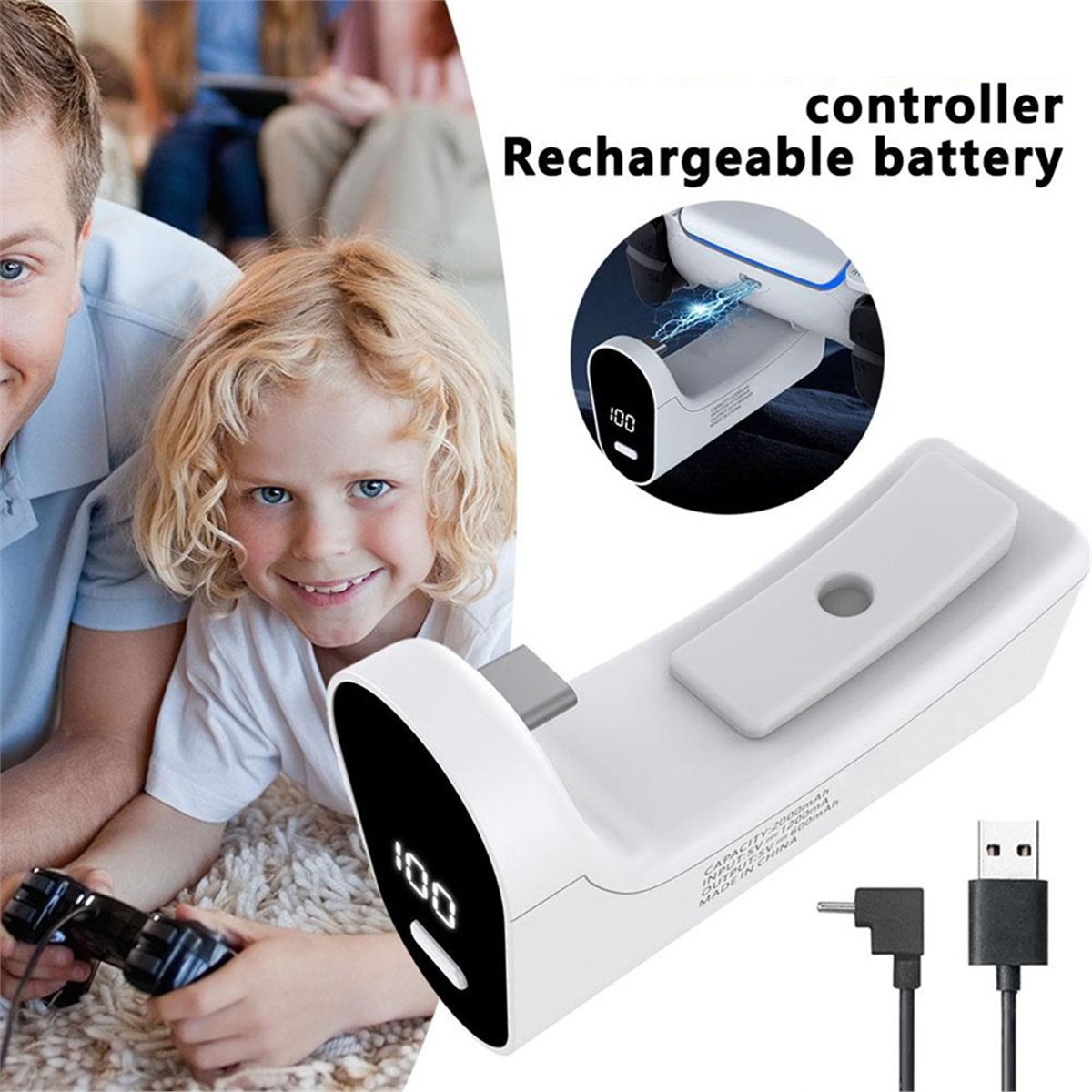 ゲームコントローラー用充電バッテリー 2000mAh USB - Gaming Accessories Led のレビューと価格