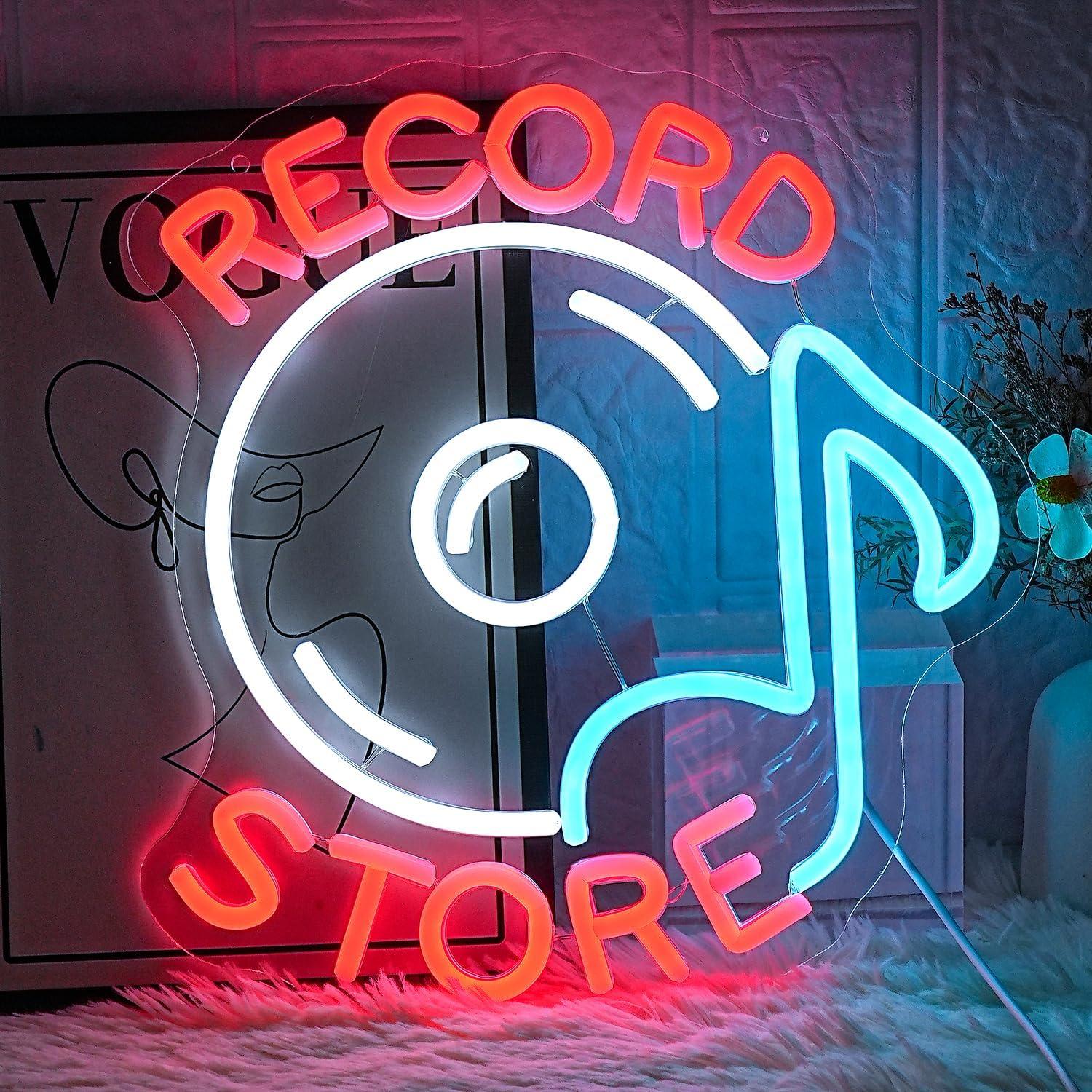 レコードストアネオンサイン、音楽ネオンサイン、バー、ティキ、 - Gaming Accessories Store のレビューと価格